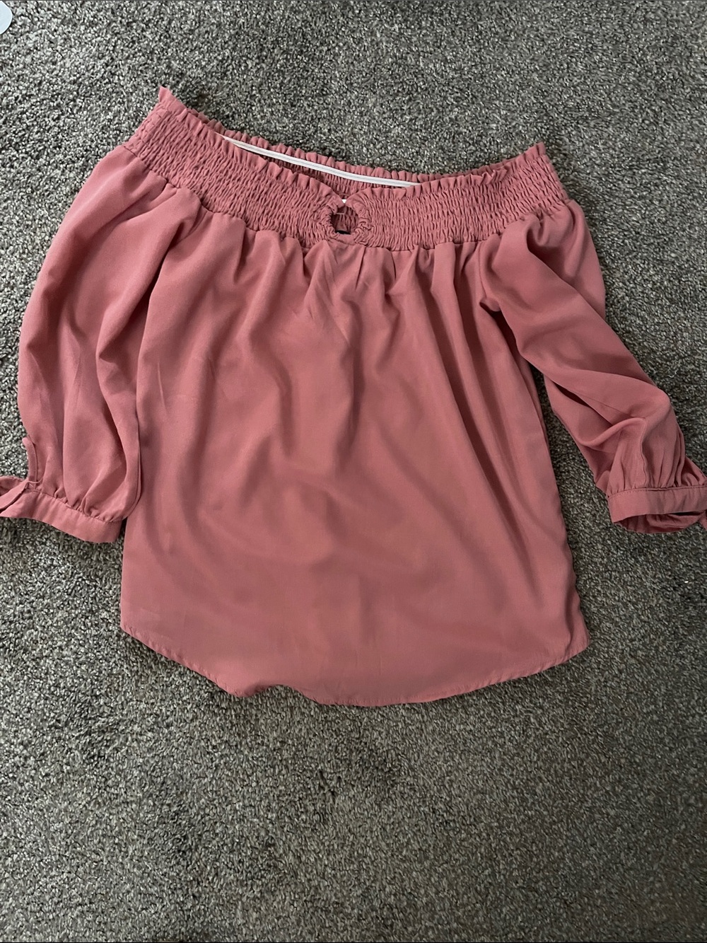 Rue21 Dusty Rose Off-Shoulder Blouse with Smocked Top